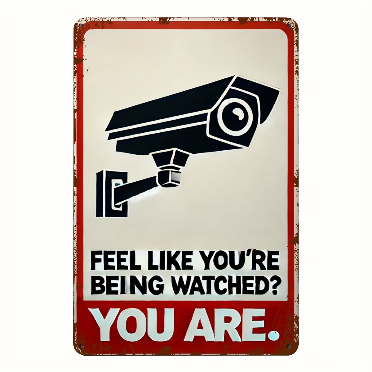Home Security With Camera - Komik Güvenlik Kamerası Uyarı Levhası -