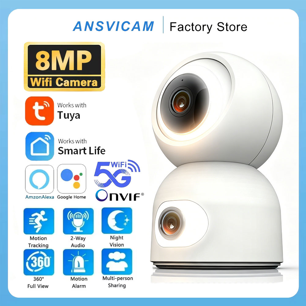 Home Security Google Camera - ANSVICAM 8MP 4K Bebek Monitörü Çift