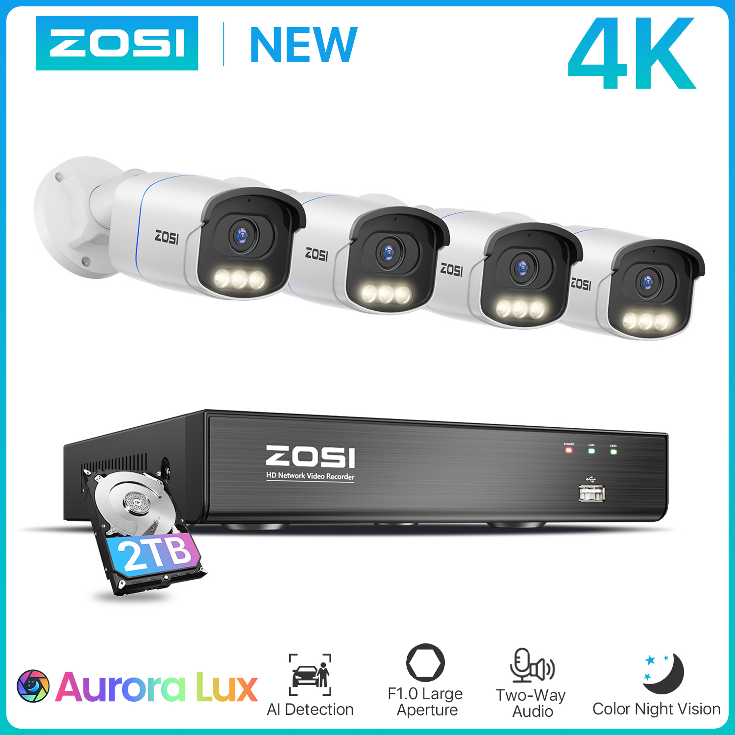 Nvr Kit 8 Channel - ZOSI 4K PoE Güvenlik Kamera Sistemi