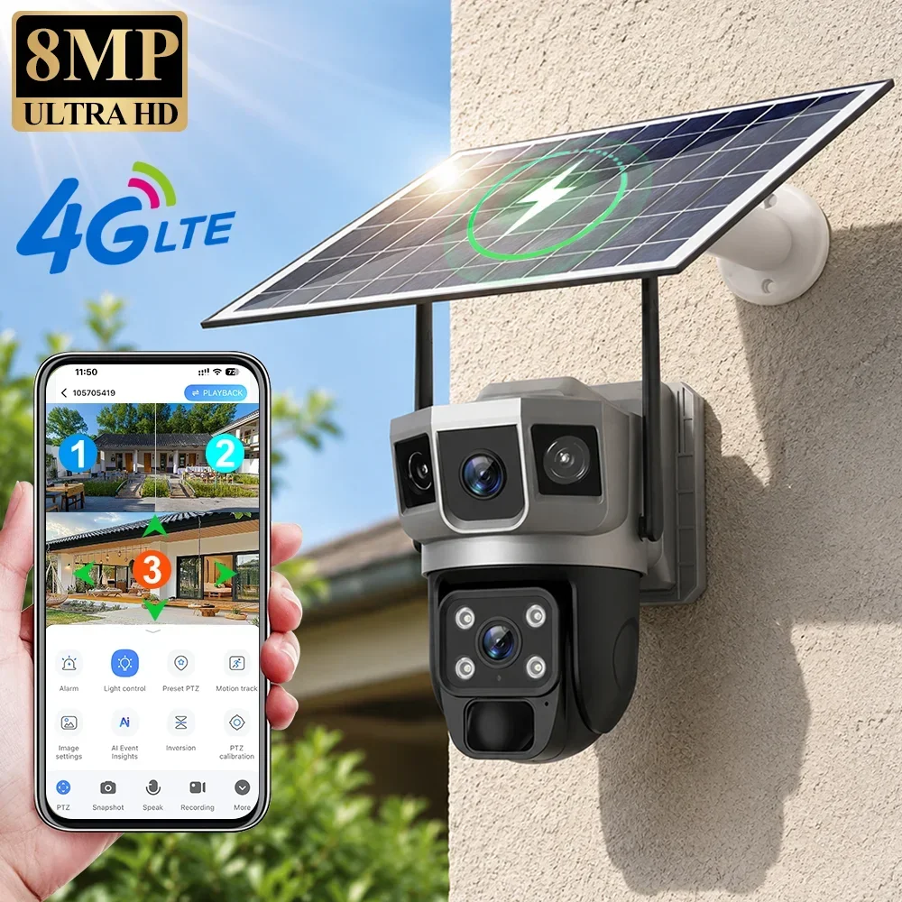 Home Security Installation - V380 4K 3 Ekranlı 4G Kamera