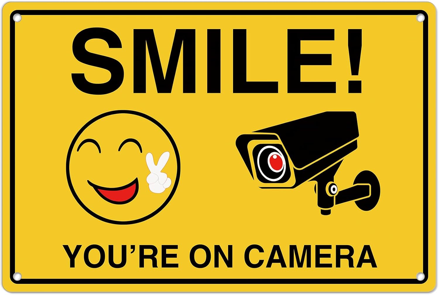 Home Security With Camera - Gülümse, Kamerasın İçindeyisiniz Yazılı İşaretler; Paslanmaz