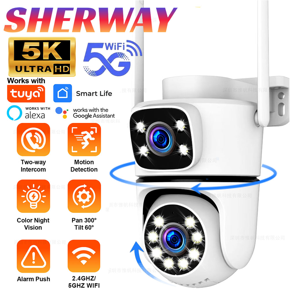 Home Security Google Camera - Tuya 10MP HD Çift Lensli 5G