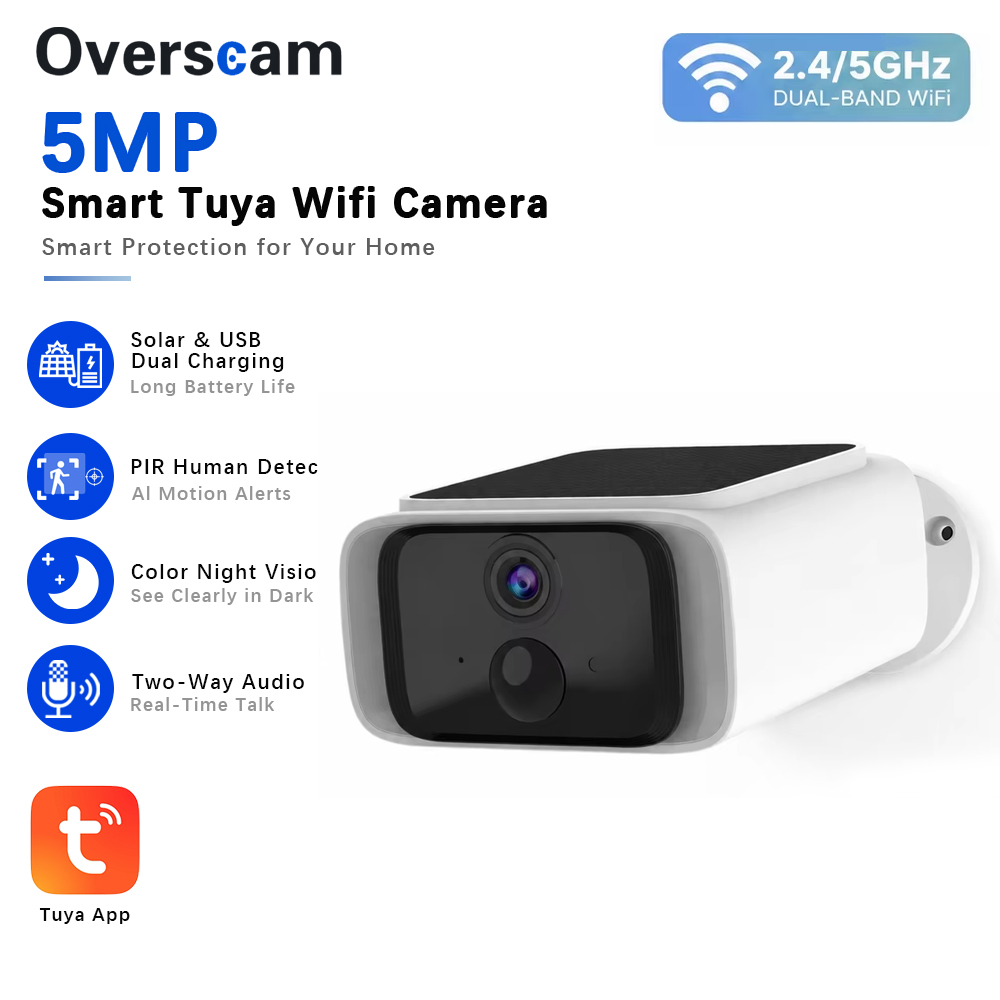 Home Security No Wifi - Tuya 5MP Güneş Enerjili Güvenlik Kamerası