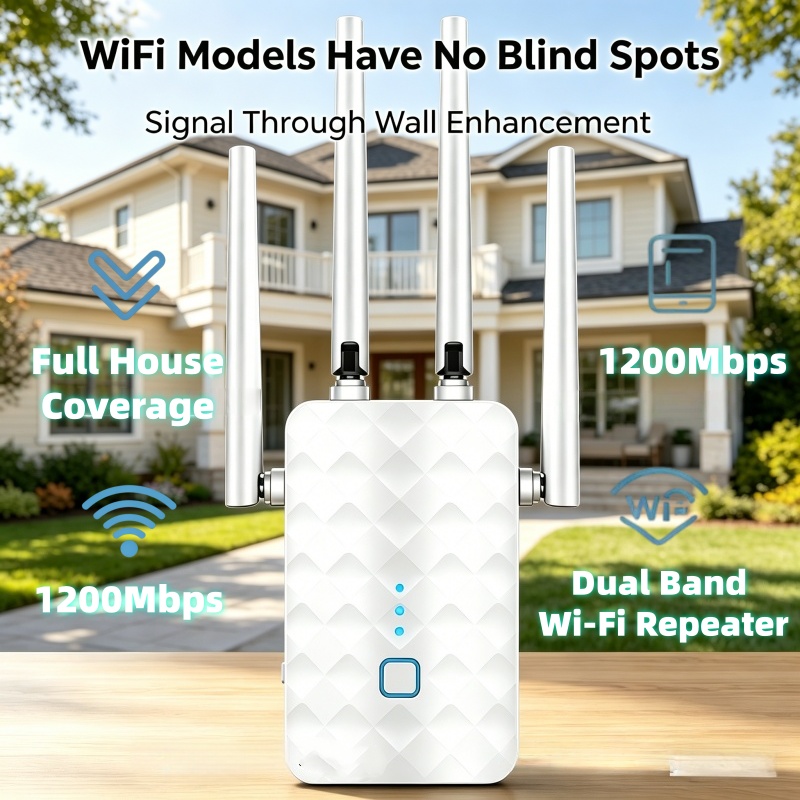Home Security And Internet - 1200Mbps WiFi Tekrarlayıcı Kablosuz 2.4G/5GHz Çift