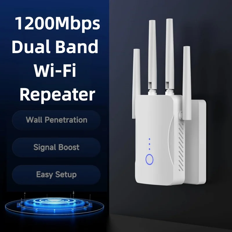 Home Security And Internet - 2.4G/5GHz Çift Bantlı WiFi Tekrarlayıcı 1200Mbps