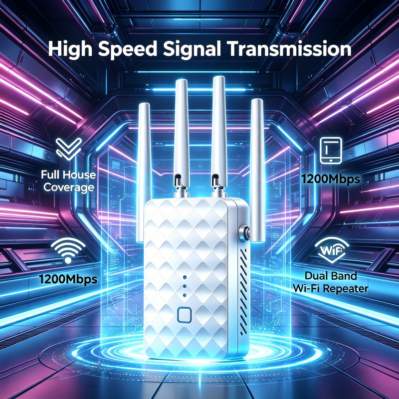 Home Security And Internet - 1200Mbps WiFi Tekrarlayıcı Kablosuz 2.4G/5GHz Çift