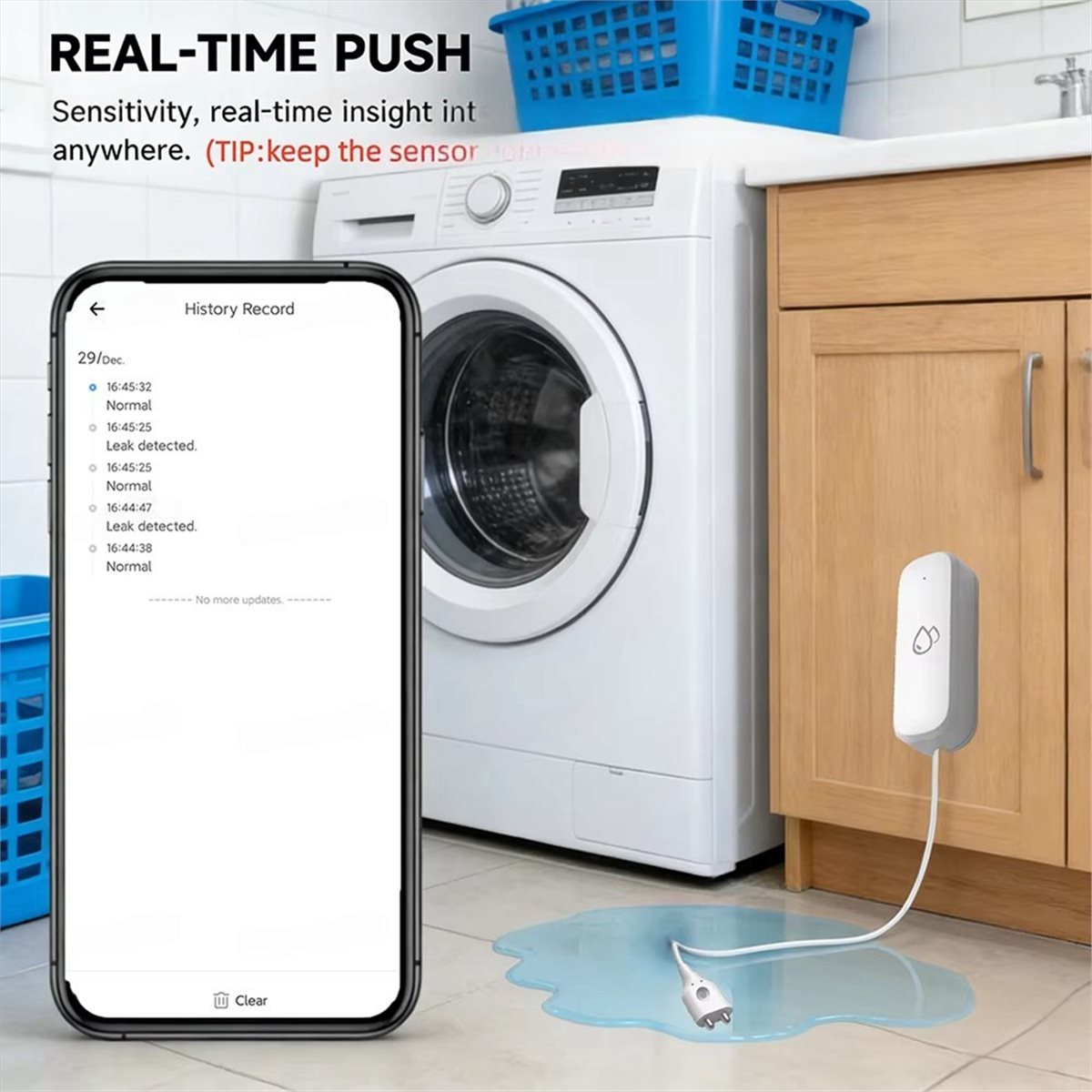 Home Security Usa - Uyumlu ZigBee Su Sızıntısı Sensörü Alarmları,