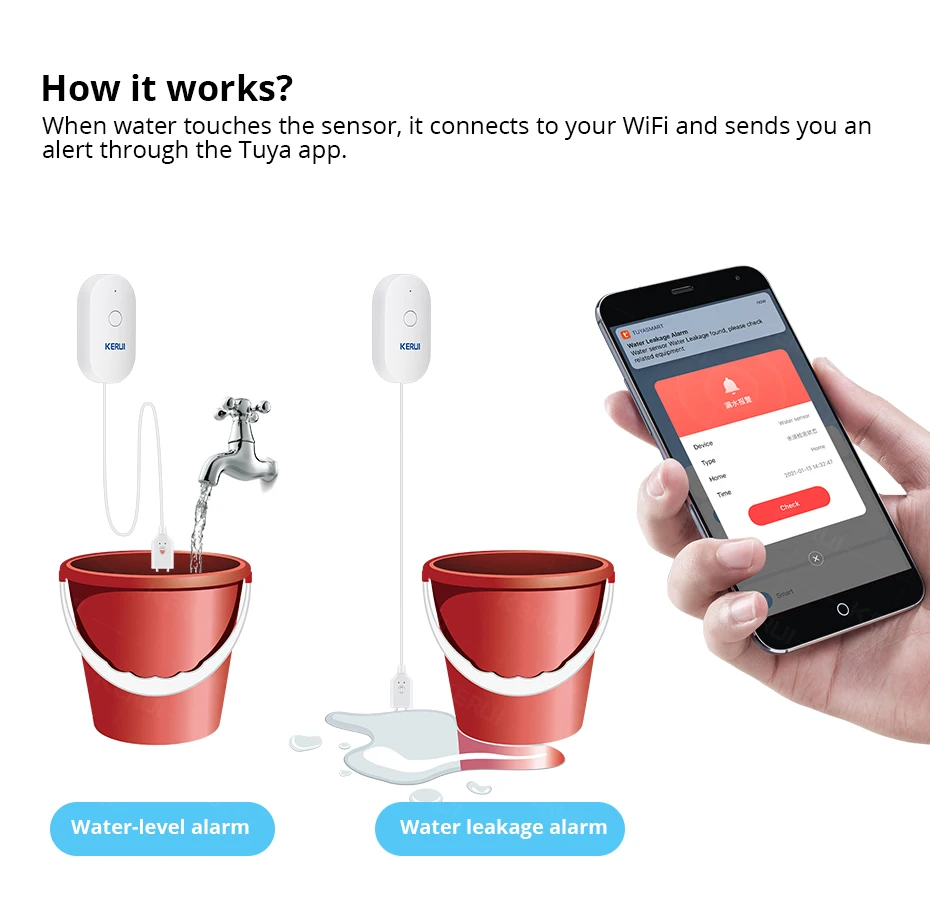 KERUI WiFi Su Sensörü Akıllı E - Home Security Kitchener incelemesi ve fiyatı