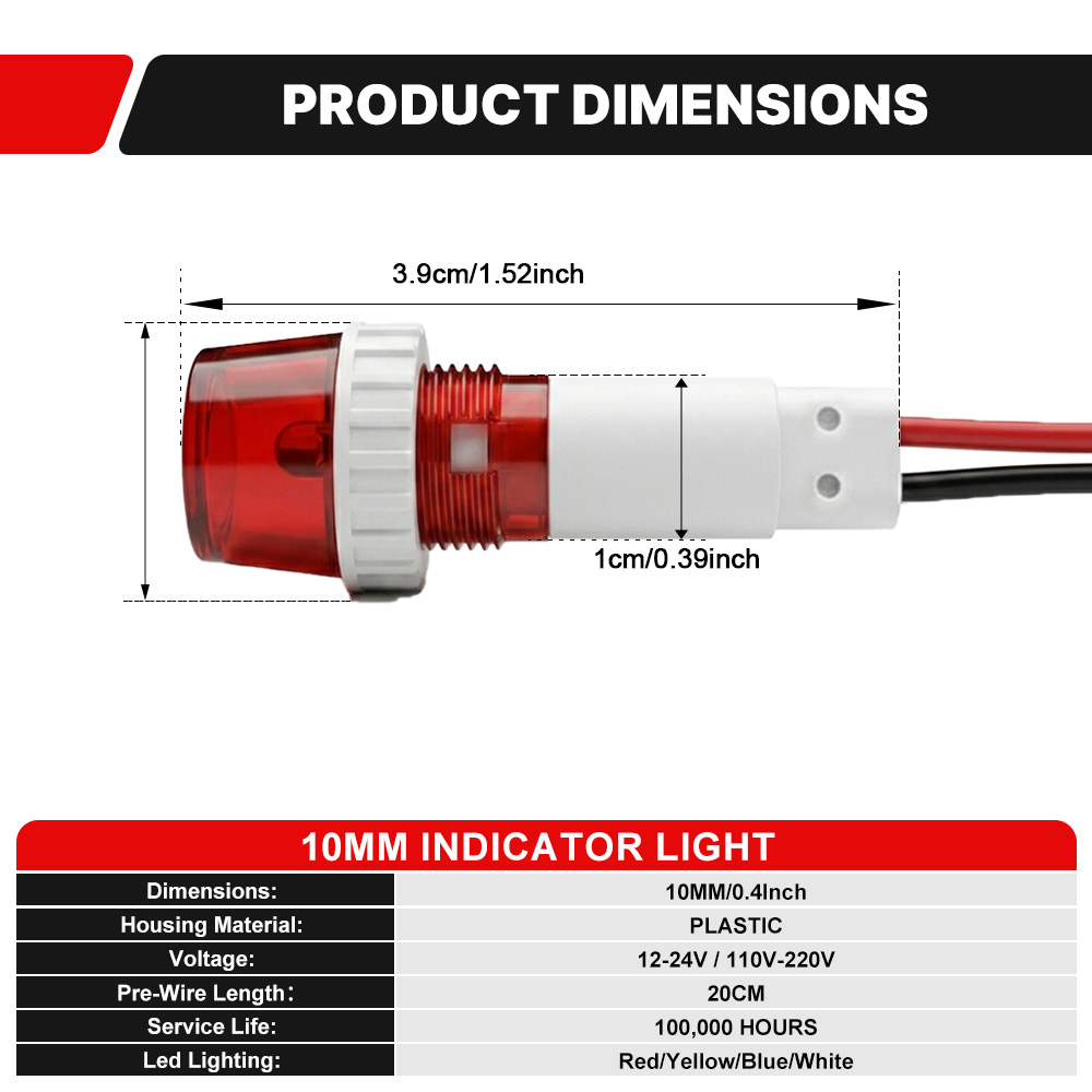 FILN 3 ADET 10mm Dişli LED Gös - Home Security Companies Near Me incelemesi ve fiyatı