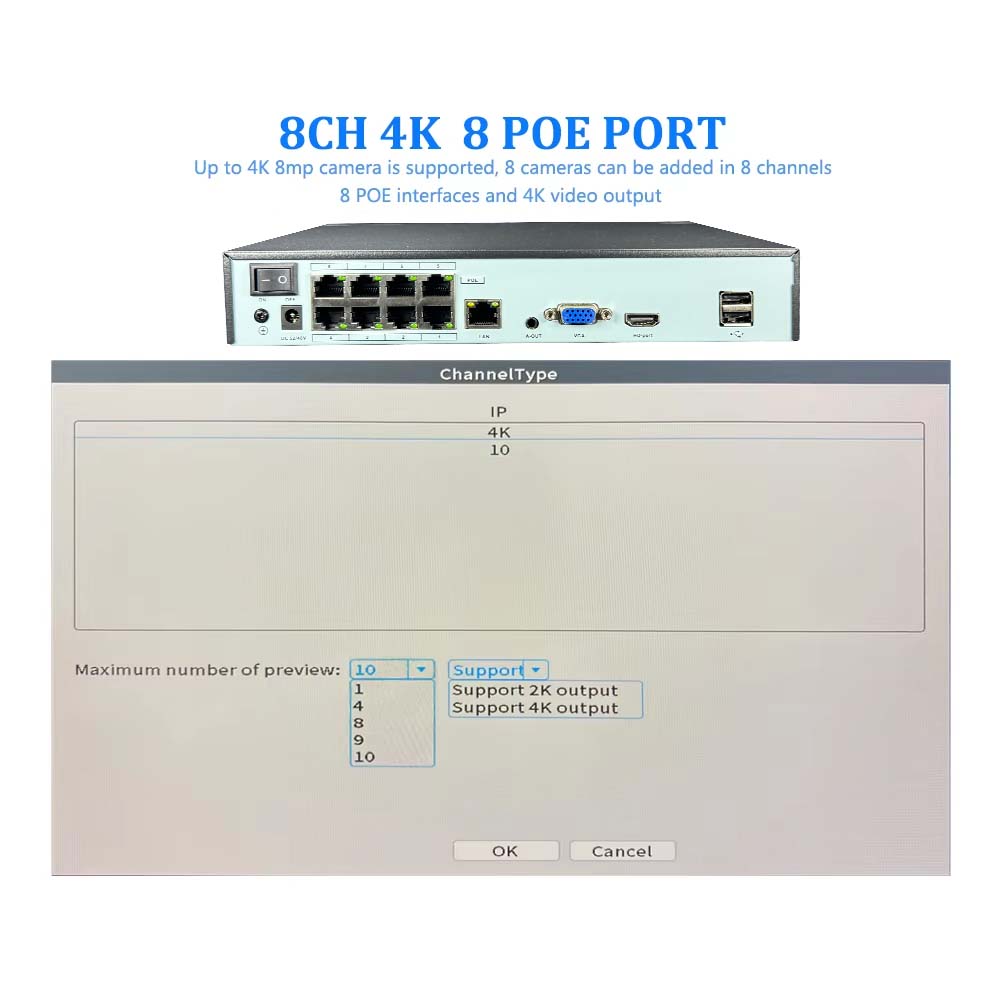4K 10CH NVR 4/8Port POE 8MP 5M - Home Security With Camera incelemesi ve fiyatı