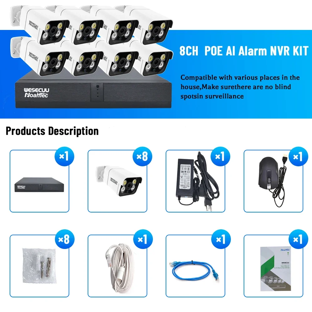 Üretici 5mp 4k 8mp 4 8 16 Kana - Nvr Kit 8 Channel incelemesi ve fiyatı