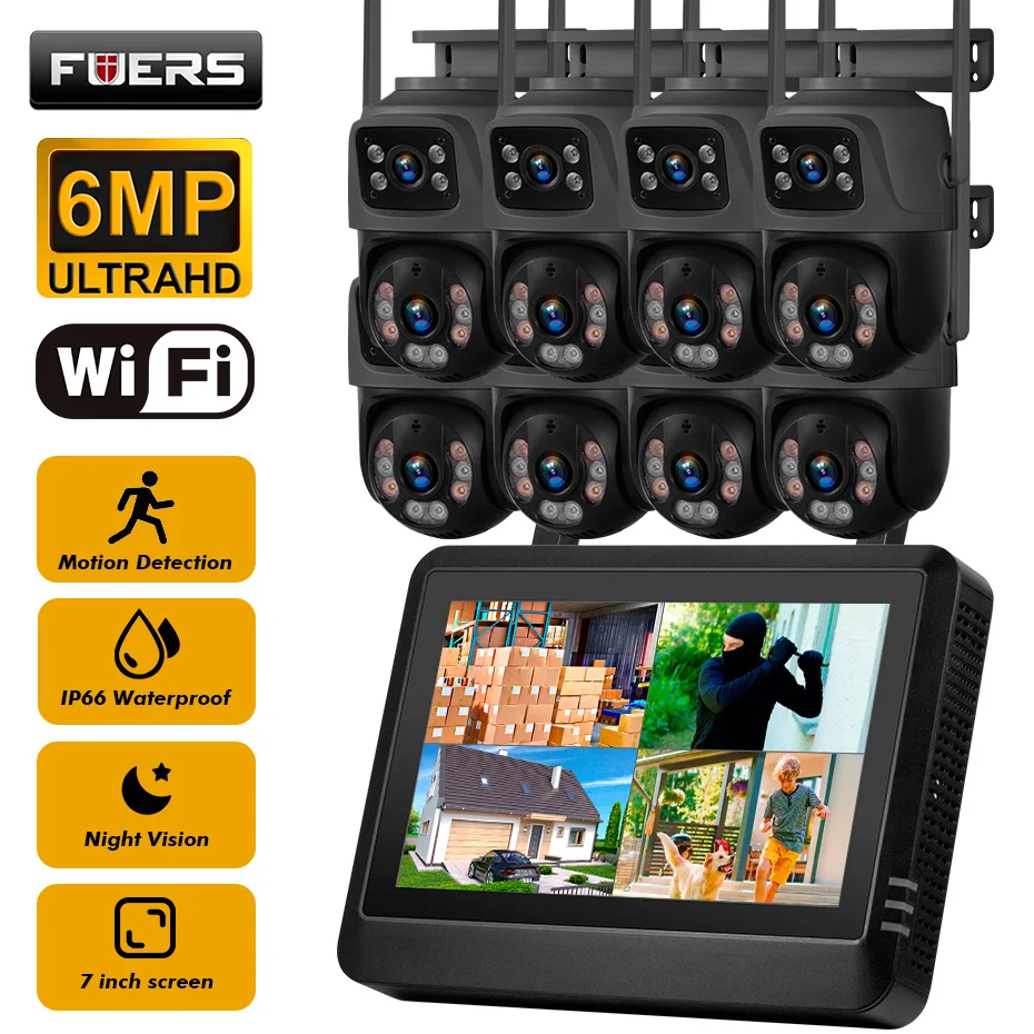 FUERS 7 inç NVR Ekran 8CH Kabl - Nvr Kit 8 Channel incelemesi ve fiyatı