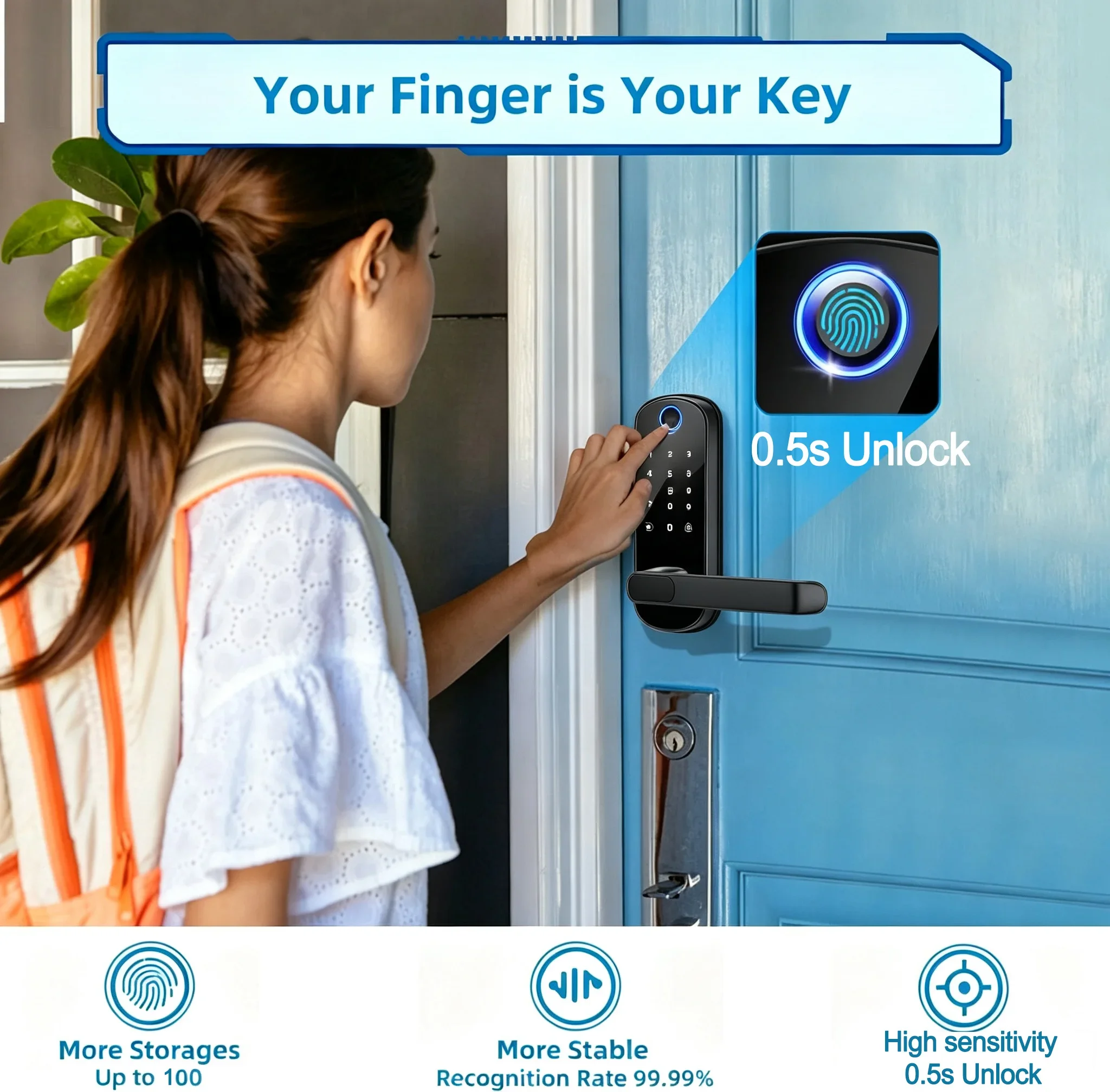 Akıllı Kapı Kilidi Parmak İzi  - Home Security No Wifi incelemesi ve fiyatı
